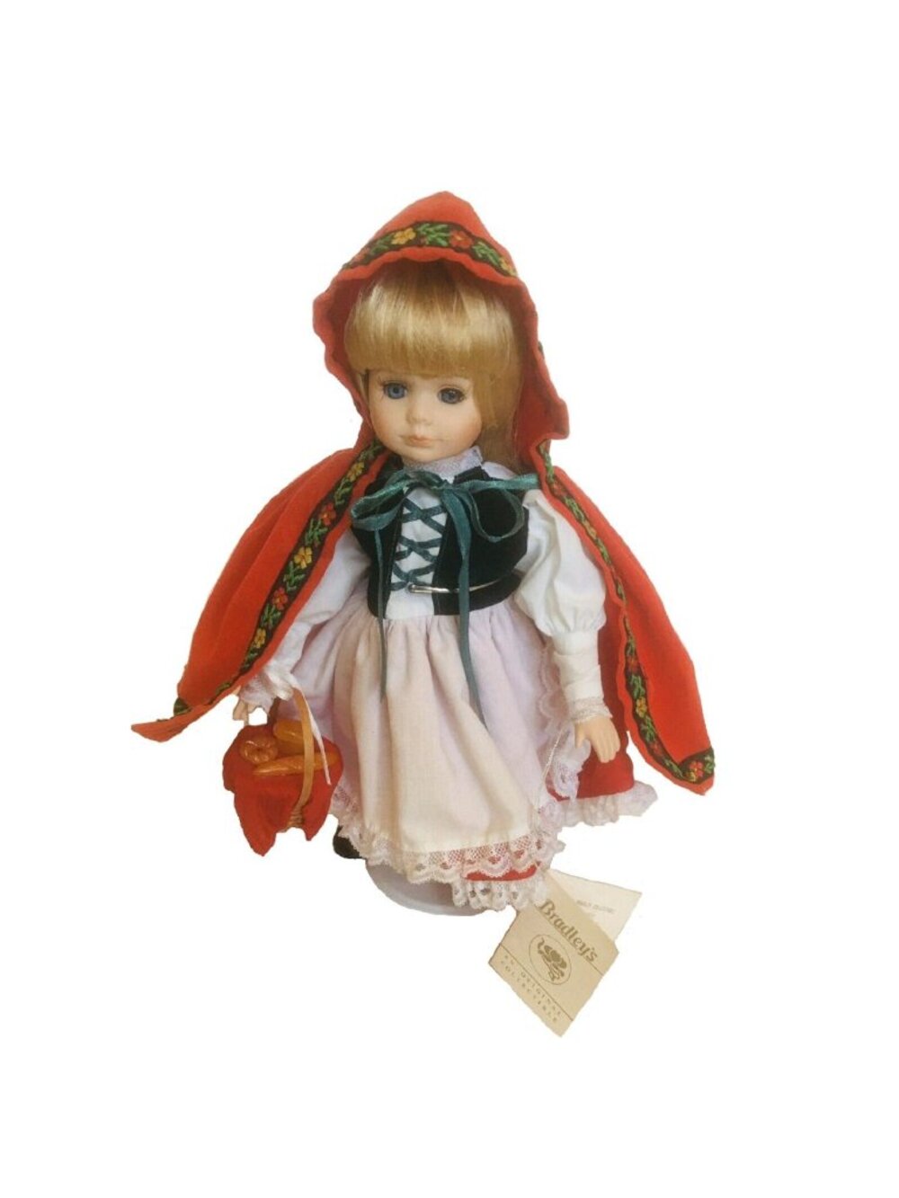 Vintage Bradley Doll Little Red Riding Hood 1977 Porcelain 12" With Hang Tag